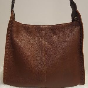Lucky Brand Genuine Leather Whip Stitch Hobo Bag